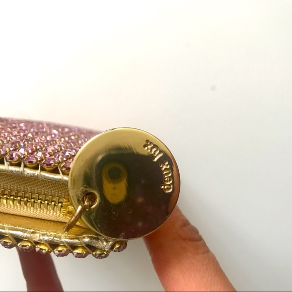 NWOT Deux Lux Pink Line Stone Clutch Wallet -Vegan - Picture 8 of 9